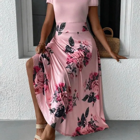 Long floral print dress - Picture 5 of 7